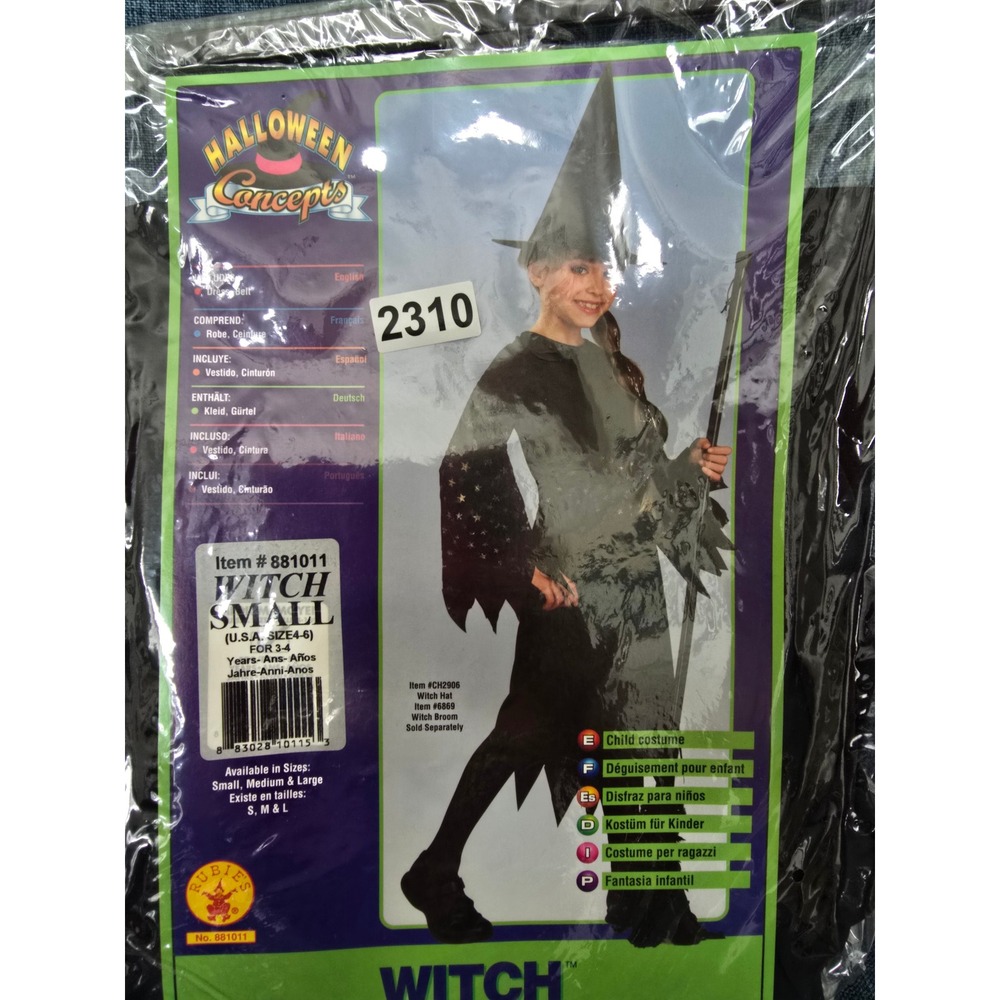Rubies Halloween Concepts Witch Costume Kids Small 4-6 Black Dress Belt 881011 - Picture 4 of 4
